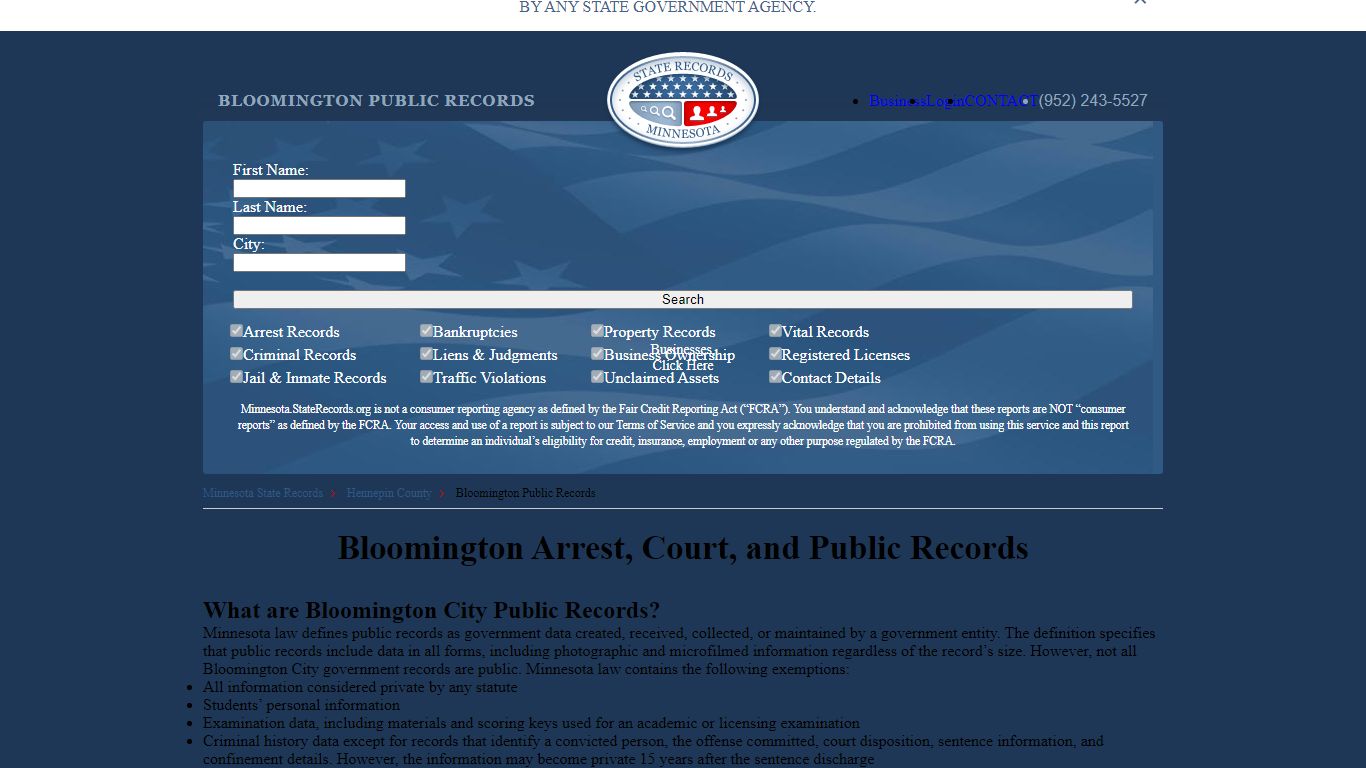 Bloomington Arrest and Public Records | Minnesota.StateRecords.org